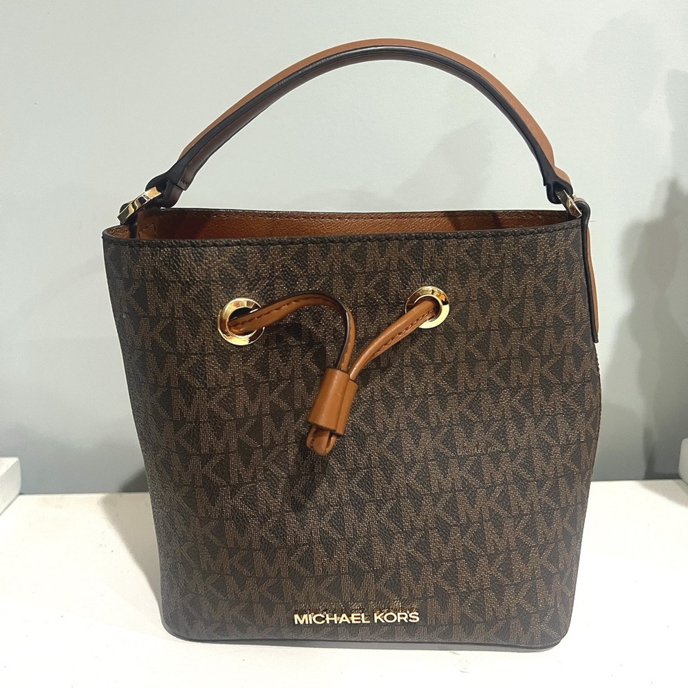 Michael Kors Brown Hobo Bag with Signature Monogram